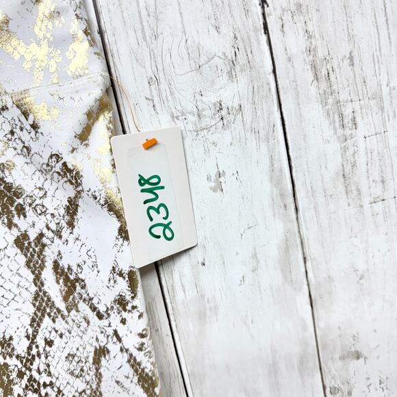 Carbon 38 Pants Women Size XS Gold Metallic Snake Skin Print Athletic Leggings - Picture 2 of 6